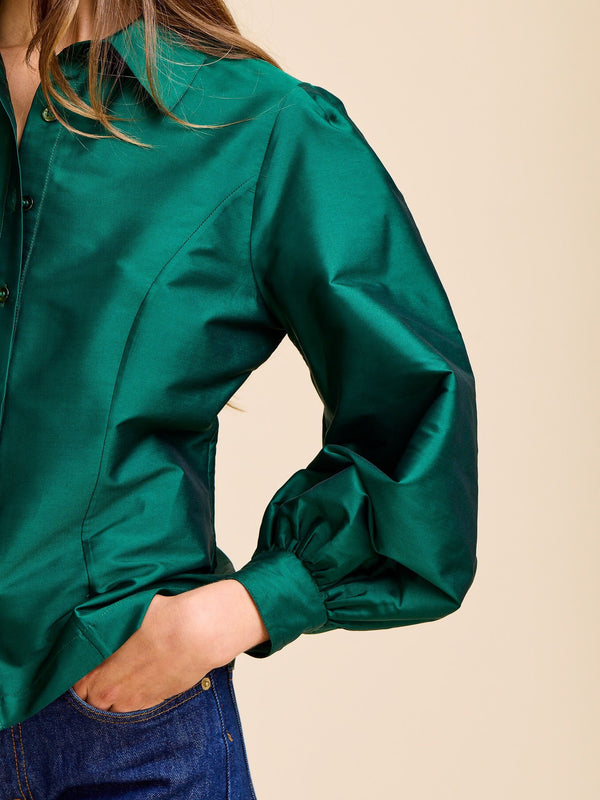 Adeline Top in Evergreen Taffeta — view 10