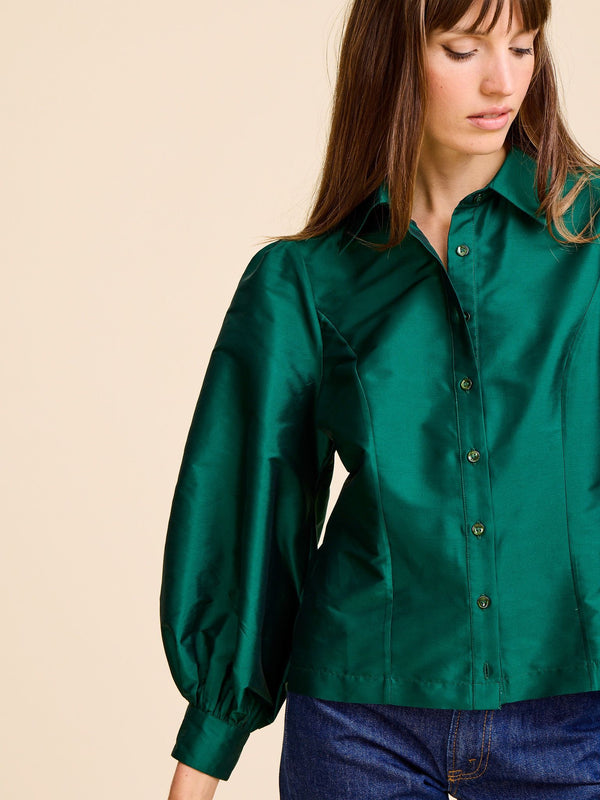 Adeline Top in Evergreen Taffeta — view 7
