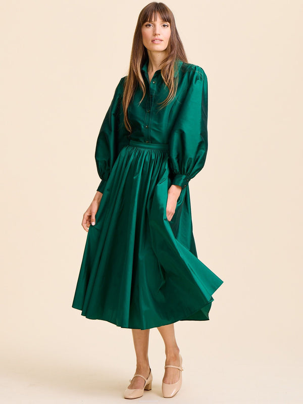 Ayla Skirt in Evergreen Taffeta — view 7