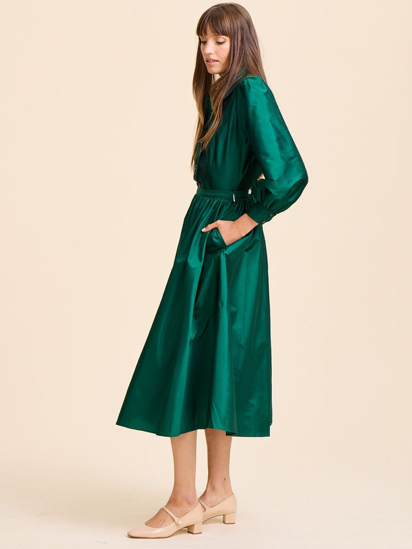 Ayla Skirt in Evergreen Taffeta — view 4