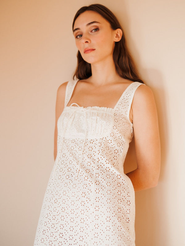 Celeste Dress in Ivory Eyelet — view 7