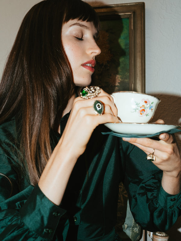 Adeline Top in Evergreen Taffeta — view 14