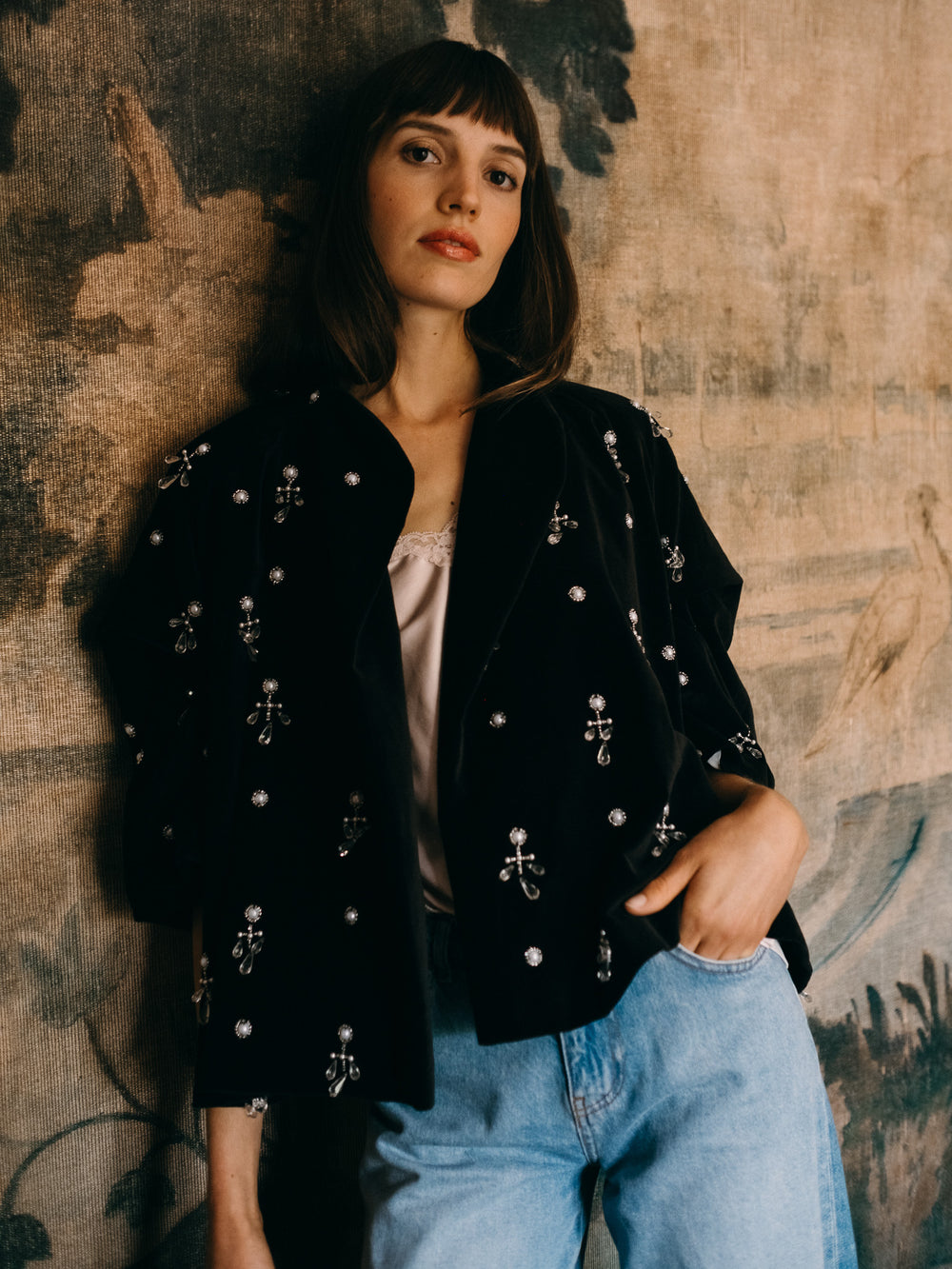 Audrey Coat in Black Velvet