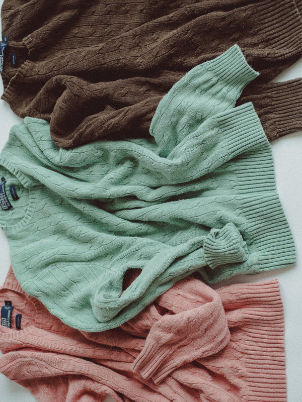 Vintage Polo Ralph Lauren Silk Cable Knit Crewneck - Sea Green — view 1