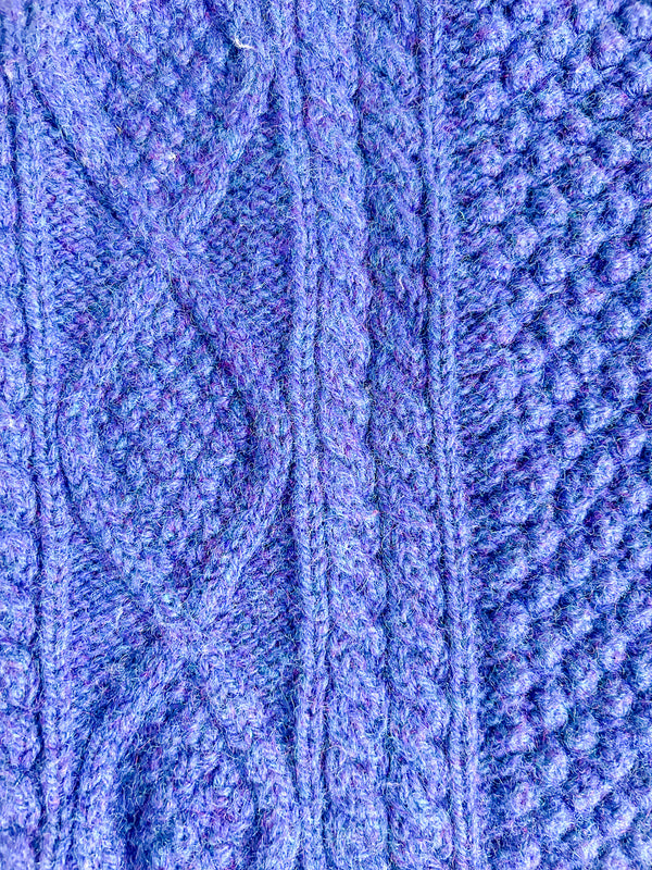 Vintage Kennedy of Ardara Hand-Knit Aran Fisherman Sweater - Marled Cobalt — view 4