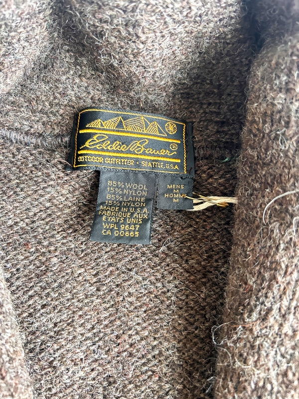 1980s Eddie Bauer Shawl-Collar Wool Cardigan, Suede Elbow Patches, Leather Buttons - Seattle, USA — view 3
