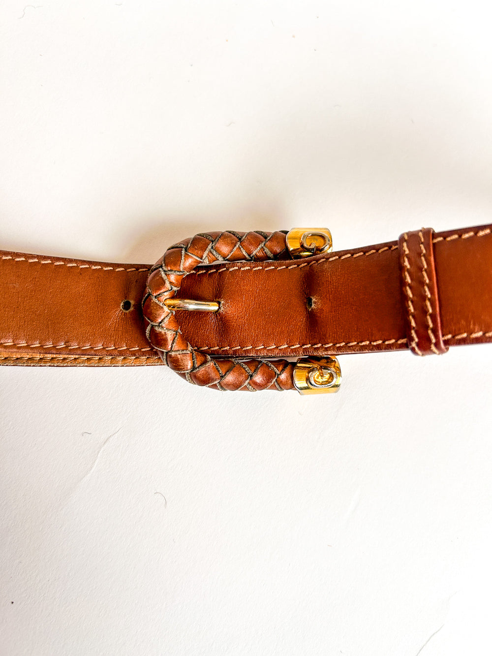1970s Gucci Braided-Buckle Belt, Made in Italy - Tan Leather