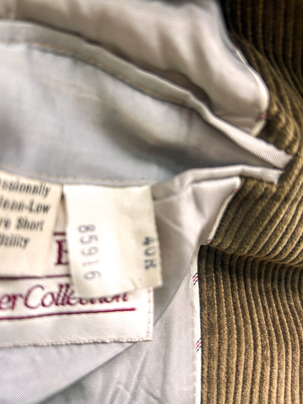 1980s-90s Lands' End Charter Collection Corduroy Blazer, Made in USA - Brown-Green — view 3
