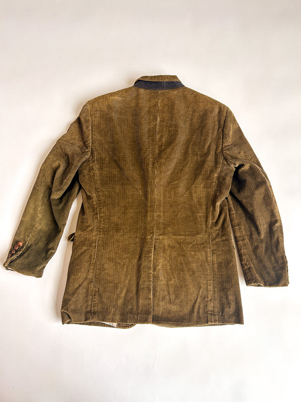 1980s-90s Lands' End Charter Collection Corduroy Blazer, Made in USA - Brown-Green — view 6