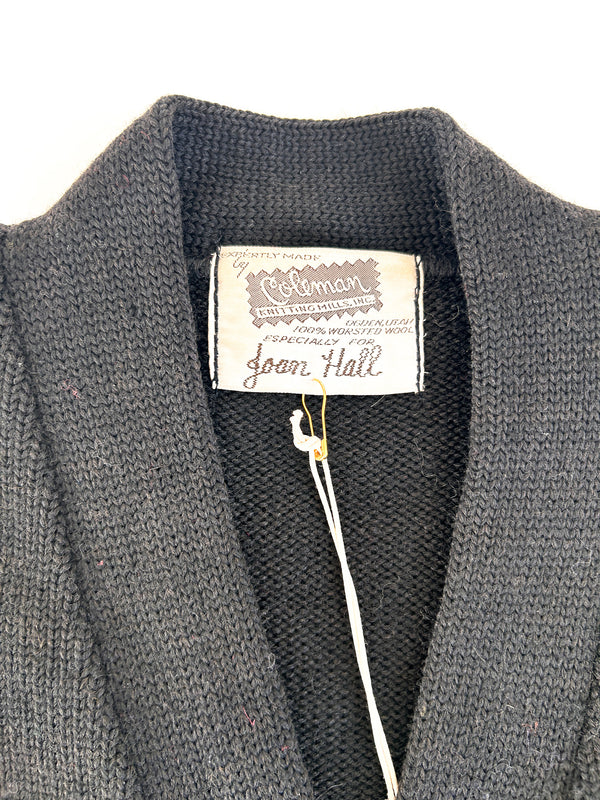 1967 Coleman Knitting Mills Letter Cardigan, Joan Hall - Black and Yellow — view 5