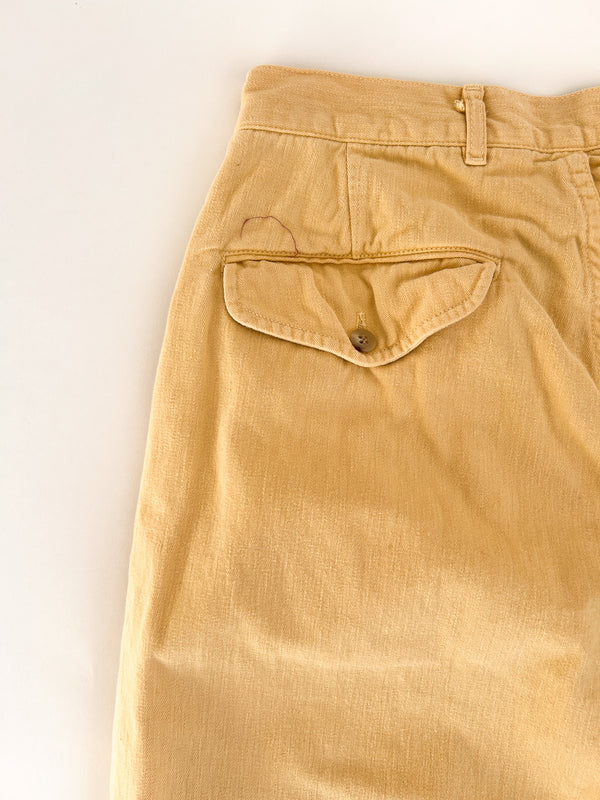 Vintage Polo Ralph Lauren Lace-Up Jodhpurs, Butter Yellow, Made in USA — view 7