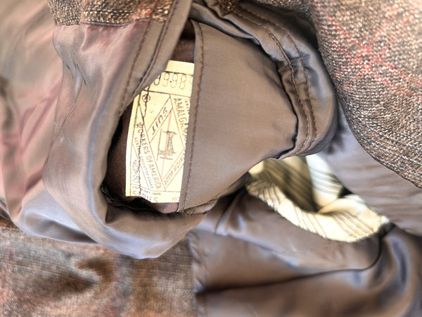 Vintage Brooks Brothers Makers Brown Windowpane Tweed Jacket - Union Made in USA before 1976, 39 Short — view 4