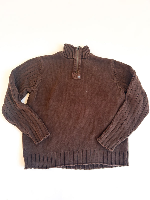 1996-2006 Polo Jeans Company Brown Cotton Knit Quarter-Zip Sweater - Ralph Lauren, XL — view 1