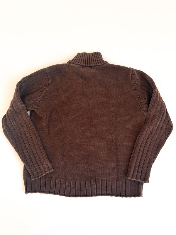 1996-2006 Polo Jeans Company Brown Cotton Knit Quarter-Zip Sweater - Ralph Lauren, XL — view 8