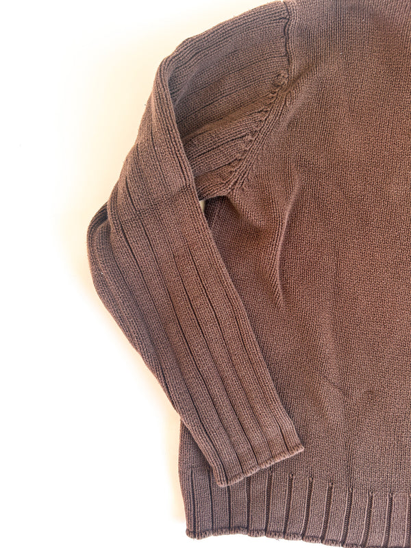 1996-2006 Polo Jeans Company Brown Cotton Knit Quarter-Zip Sweater - Ralph Lauren, XL — view 9