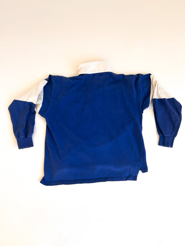 1985-87 Coca-Cola Clothes by Murjani Rugby Shirt, Blue and White Colour Block with Red Coca-Cola — view 7