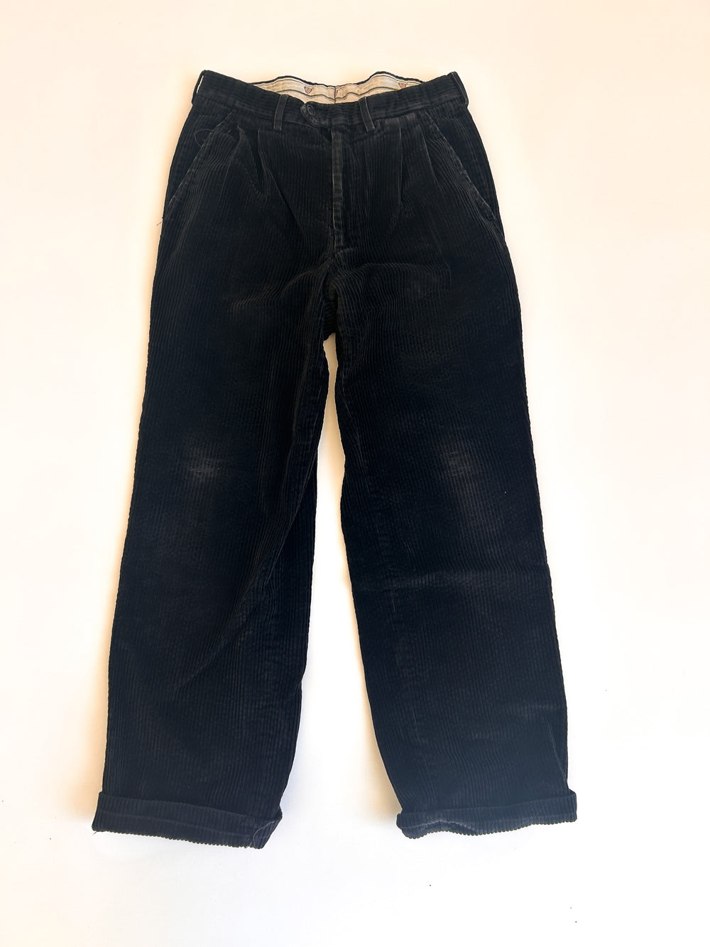Vintage Gucci Black Wide Corduroy Trousers - 100% Cotton, Made in Italy, IT 48 (32)