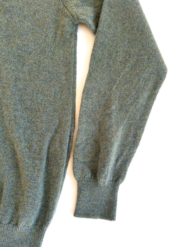 Vintage Pringle of Scotland Olive and Blue Marled Lambswool V-Neck for The Scotch House, Knightsbridge - Made in Scotland, 42 — view 2