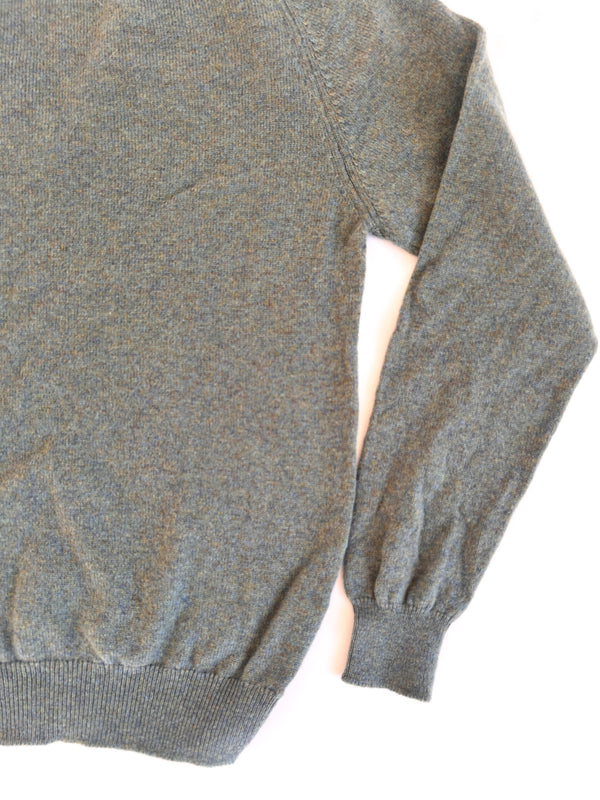 Vintage Pringle of Scotland Olive and Blue Marled Lambswool V-Neck for The Scotch House, Knightsbridge - Made in Scotland, 42 — view 7