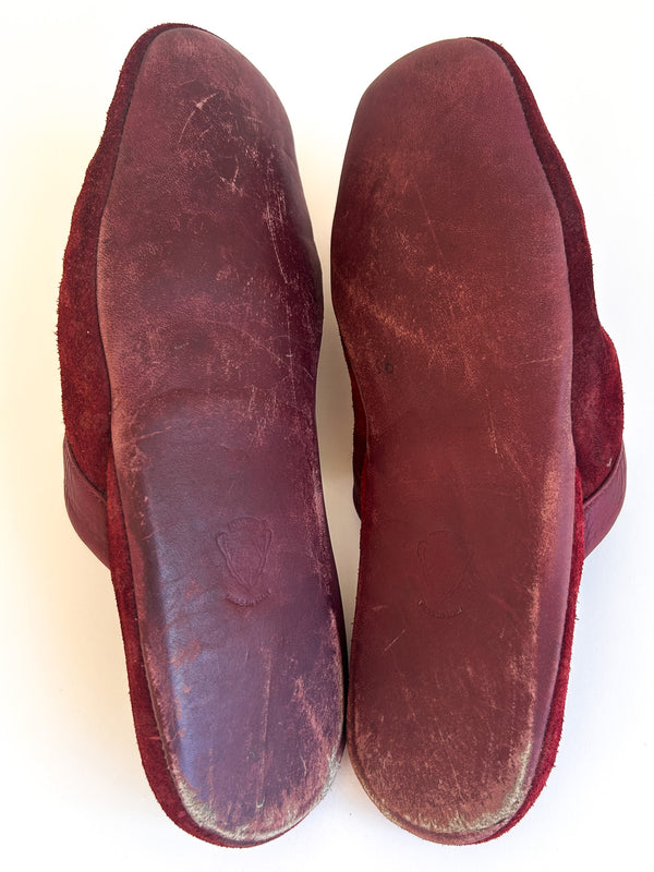 Vintage Gucci Burgundy Suede House Slippers, GG Embossed with Green Leather Lining - Made in Italy, EU 36 — view 8