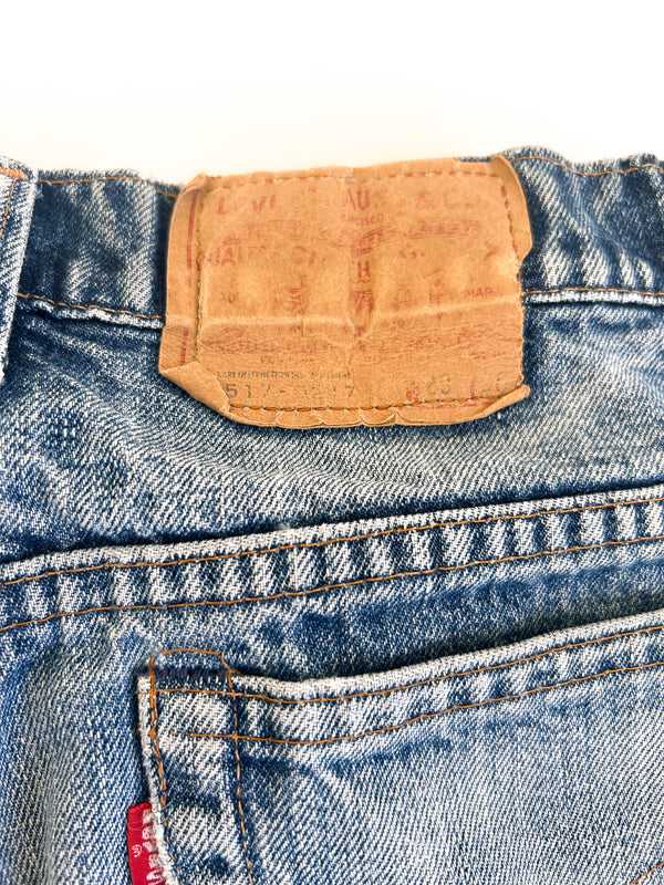 1980 Levi's 517 Boot Cut Jeans, Faded Indigo with Honest Wear - Small e Red Tab, Made in USA, 28 x 32 — view 4