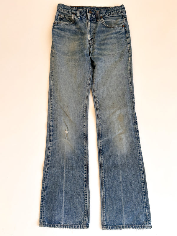1980 Levi's 517 Boot Cut Jeans, Faded Indigo with Honest Wear - Small e Red Tab, Made in USA, 28 x 32 — view 5