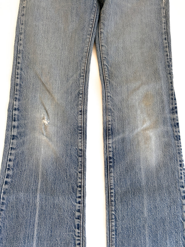 1980 Levi's 517 Boot Cut Jeans, Faded Indigo with Honest Wear - Small e Red Tab, Made in USA, 28 x 32 — view 6