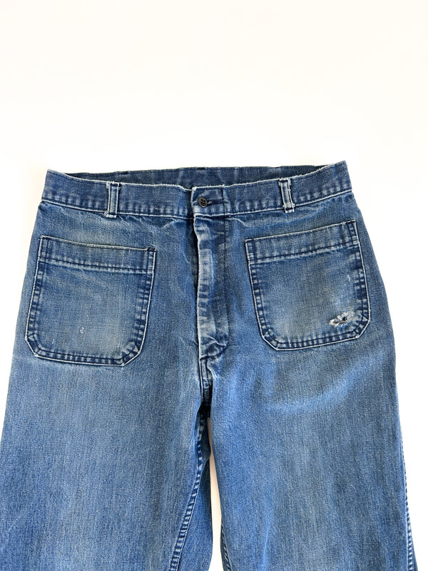 1985 US Navy Bell Bottom Denim Dungarees, Coastal Industries - Ideal Zip, 30 x 27 — view 2