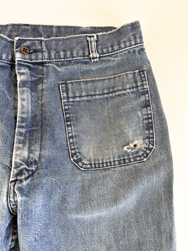 1985 US Navy Bell Bottom Denim Dungarees, Coastal Industries - Ideal Zip, 30 x 27 — view 3