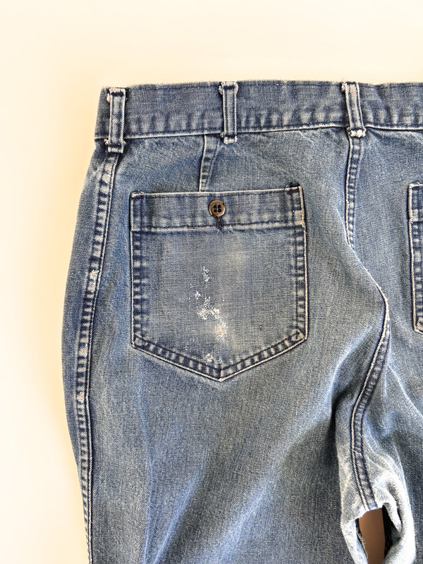 1985 US Navy Bell Bottom Denim Dungarees, Coastal Industries - Ideal Zip, 30 x 27 — view 8
