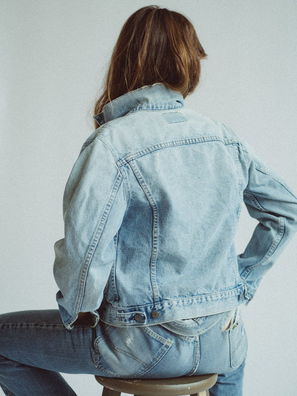 Vintage Levi's Red Tab Denim Trucker Jacket, Small-e, Leather Back Patch — view 1