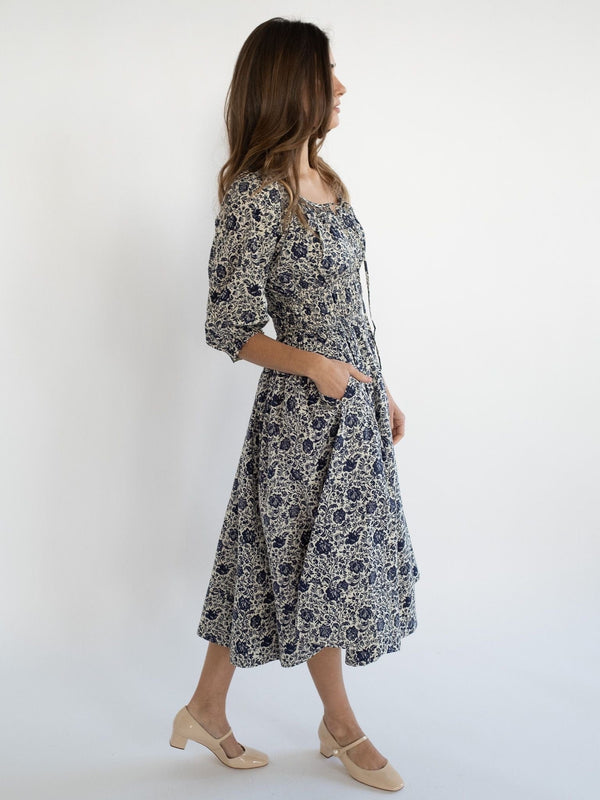 Magda Dress in Indigo Floral — view 9