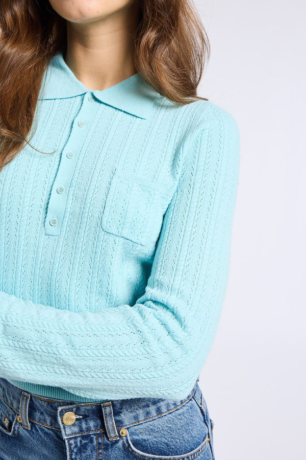 Marina Cashmere Polo in Tiffany — view 8