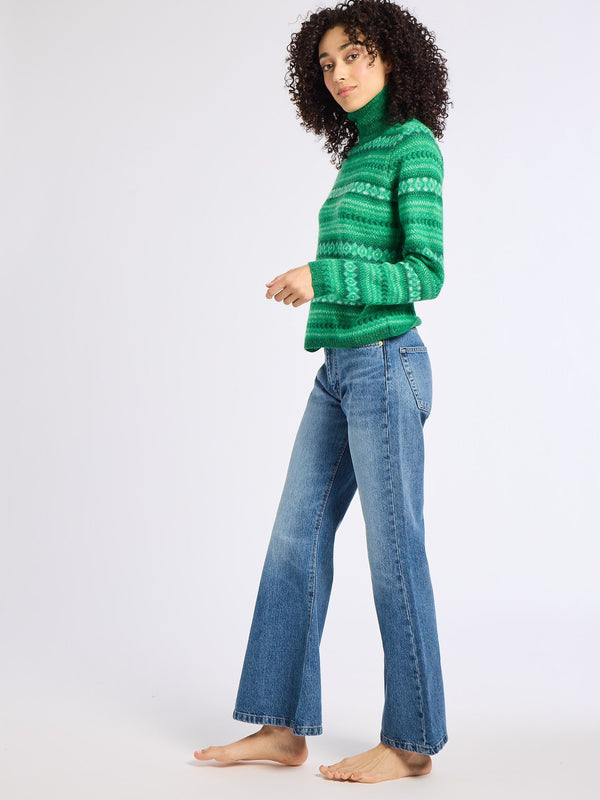 Maritza Turtleneck in Kelly Fairisle — view 7