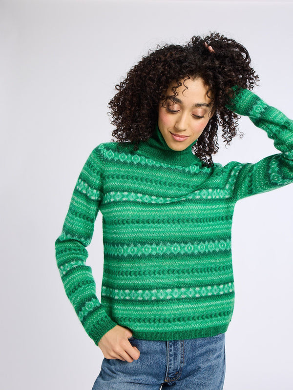 Maritza Turtleneck in Kelly Fairisle — view 4