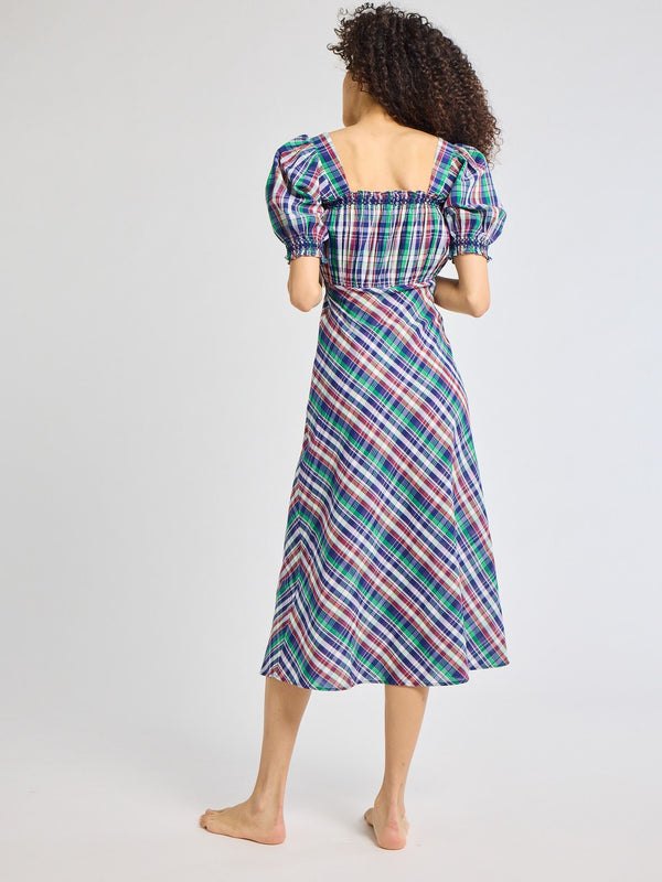 Nicolette Dress in Ivy Plaid — view 5
