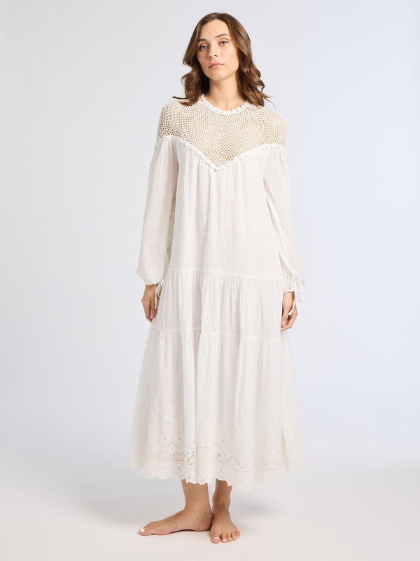 Vega Dress in White Crochet — view 1