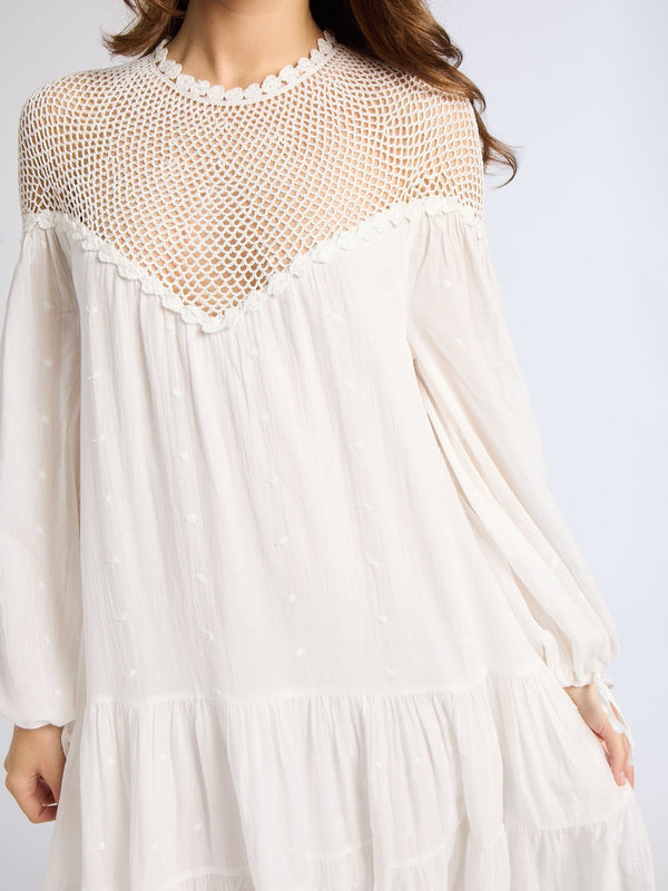 Vega Dress in White Crochet — view 4