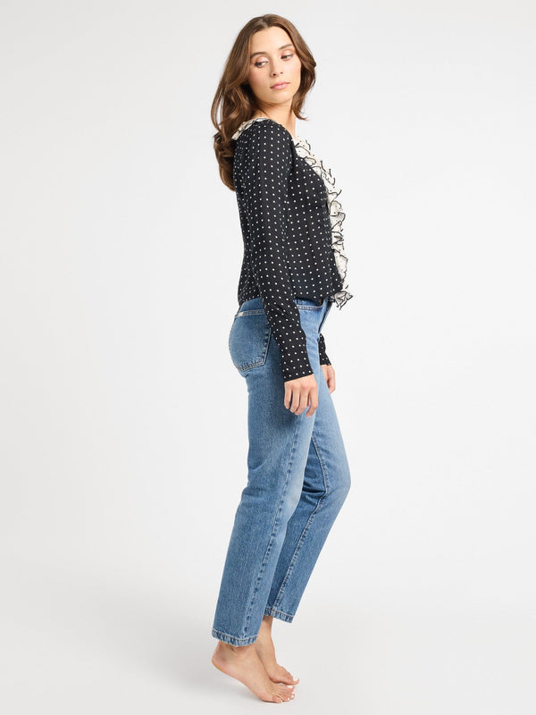 Adelaide Top in Black & White Dot — view 5
