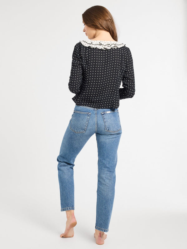 Adelaide Top in Black & White Dot — view 6