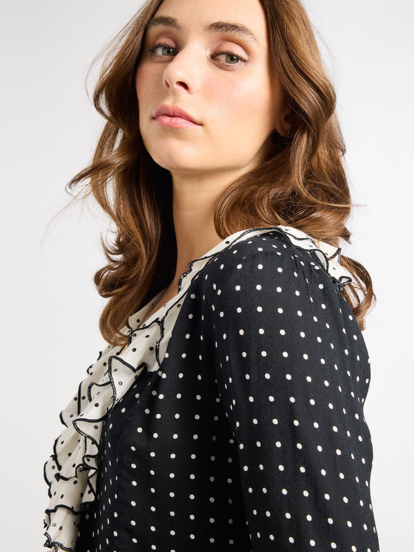Adelaide Top in Black & White Dot — view 4