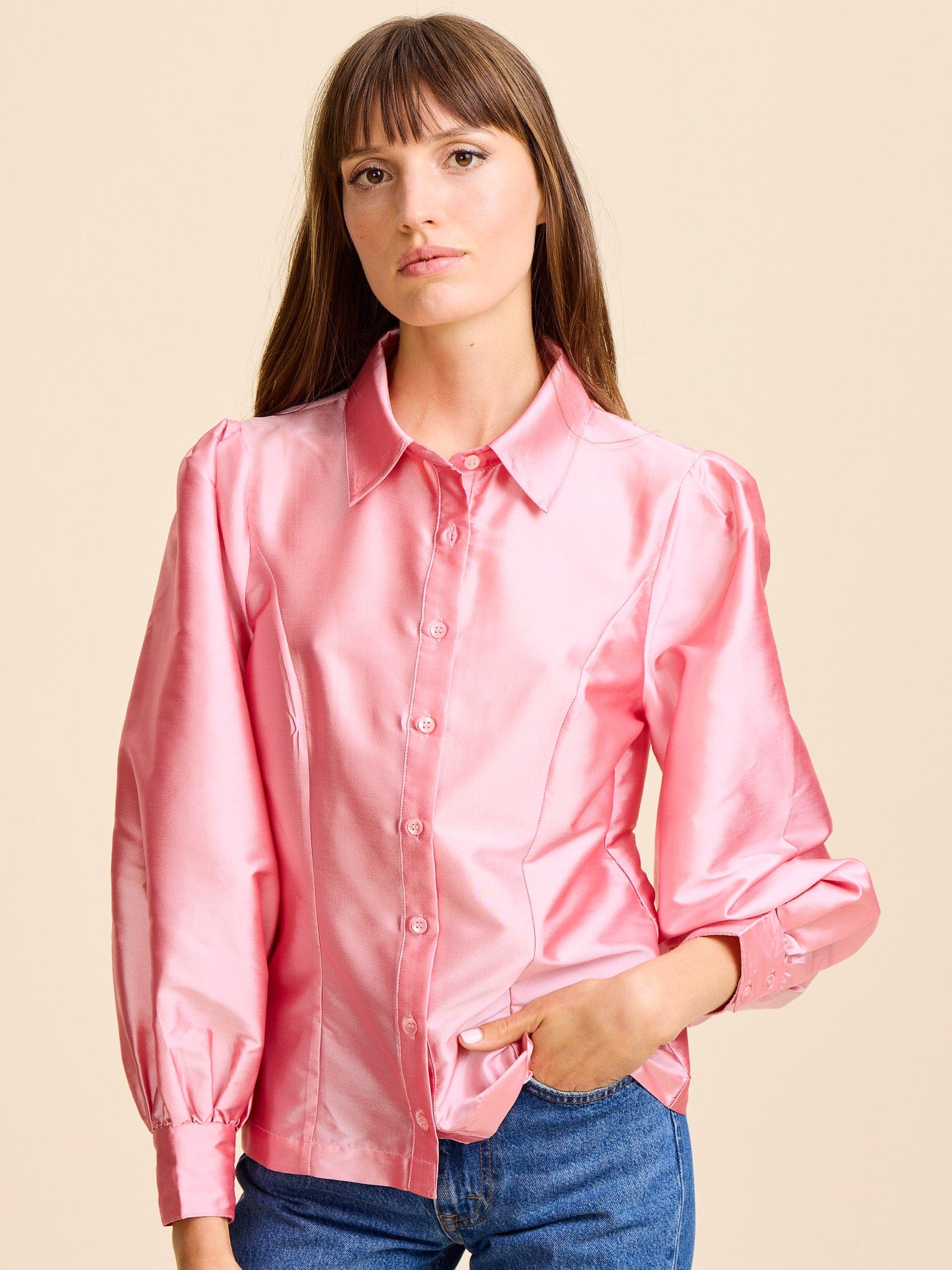 Adeline Top in Peony Taffeta – MILLE