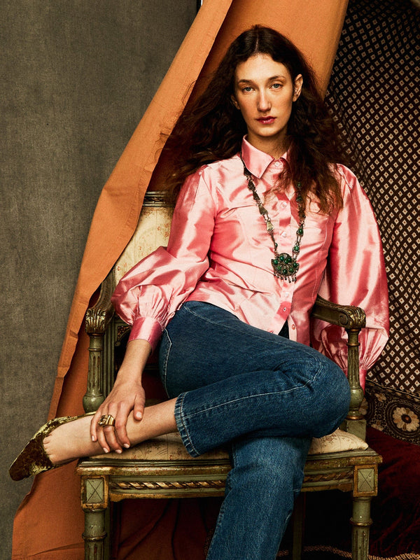 Adeline Top in Peony Taffeta — view 10