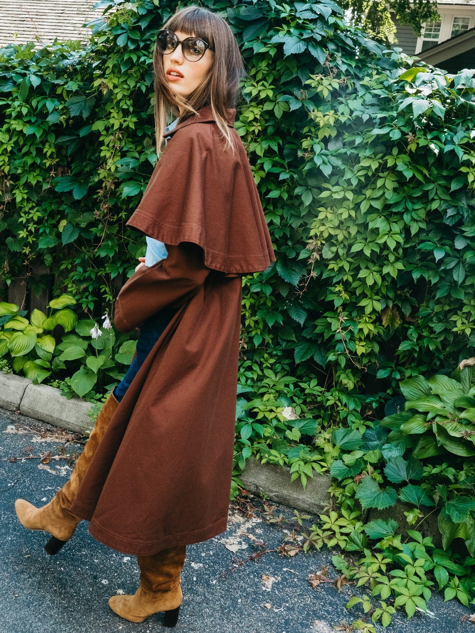 Alina Coat in Chocolate | MILLE – Cape Overlay Cotton Coat