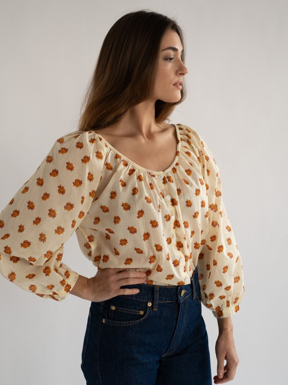 Aly Top in Honey Petite Bouquet