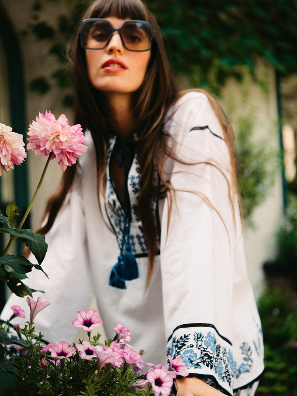 Angelica Top in Santorini Embroidery — view 3
