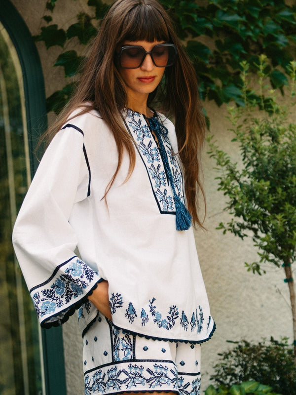 Angelica Top in Santorini Embroidery — view 18