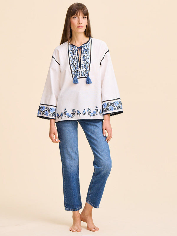 Angelica Top in Santorini Embroidery — view 10