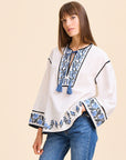 MILLE Clothing Angelica Top in Santorini Embroidery