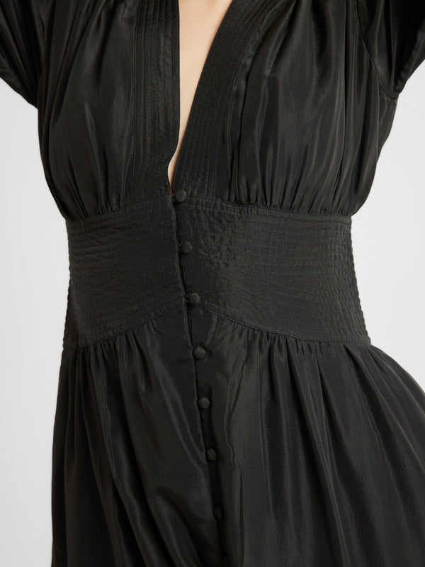 Anya Dress in Black Washed Silk — view 7